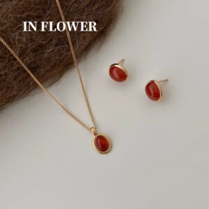 Red agate necklace  earrings