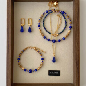 Lapis Lazuli New Chinese-style Traditional Folk Art Beaded Necklace and Bracelet, Can Be Layered Worn